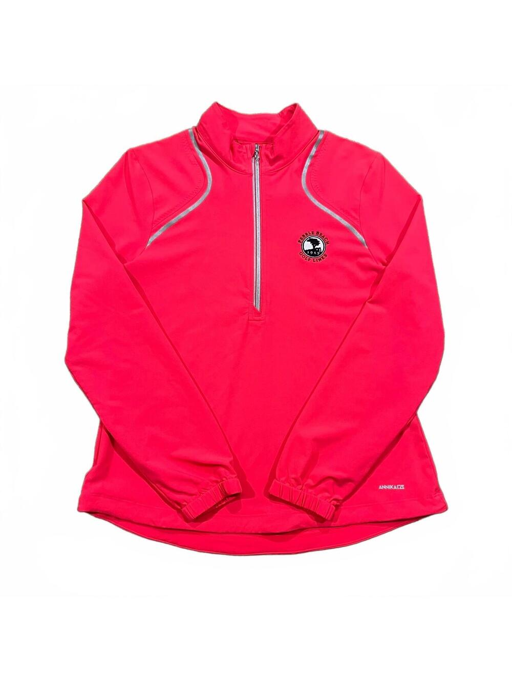 Annika Cutter & Buck Womens Pebble Beach Golf Links 1/4 Zip Pullover Pink Small